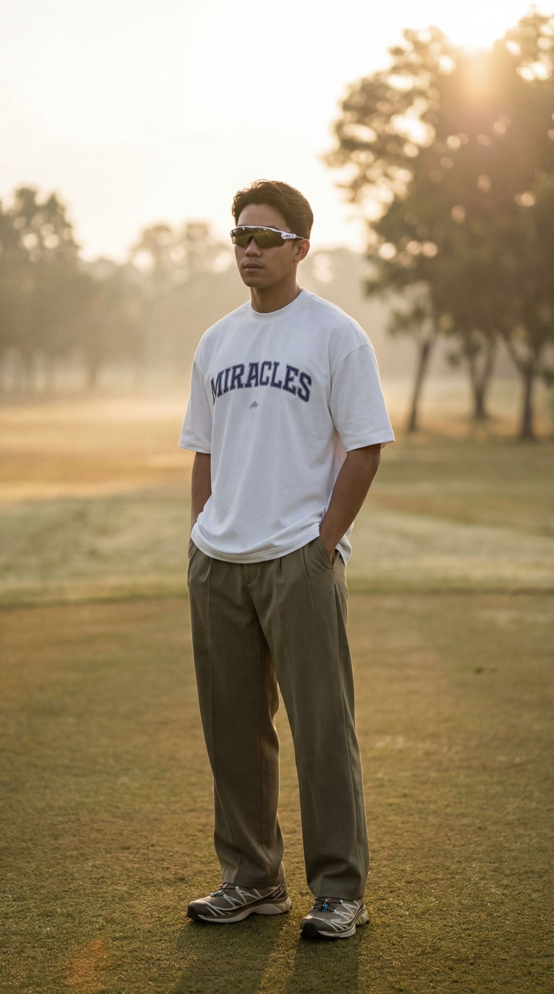 Varsity Oversized T-Shirt (White / Blue) - Miracles Golf